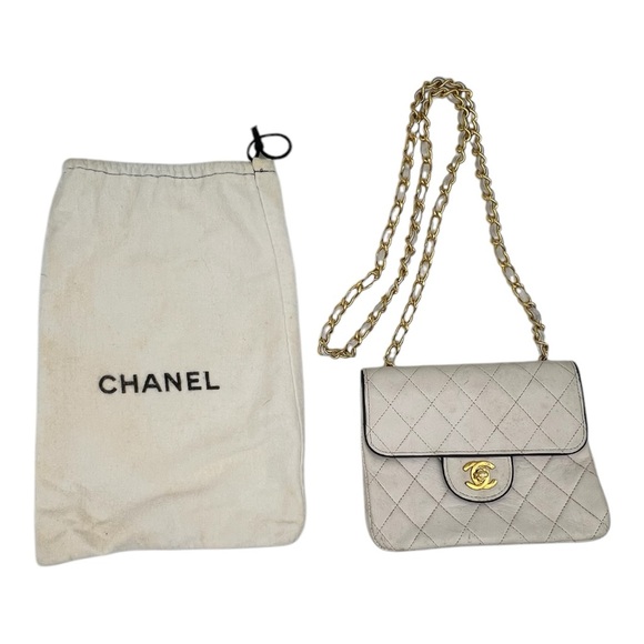 Chanel Vintage White Square Single Flap Bag - Picture 2 of 8